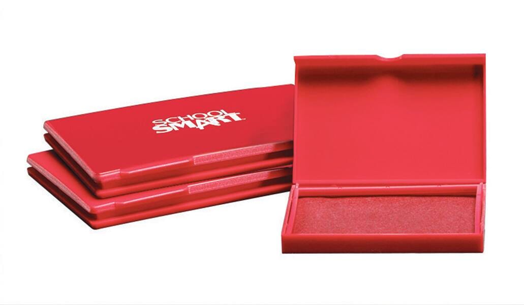 School Smart Felt Pre-Inked Stamp Pad, 3 x 4 Inches, Red 084909